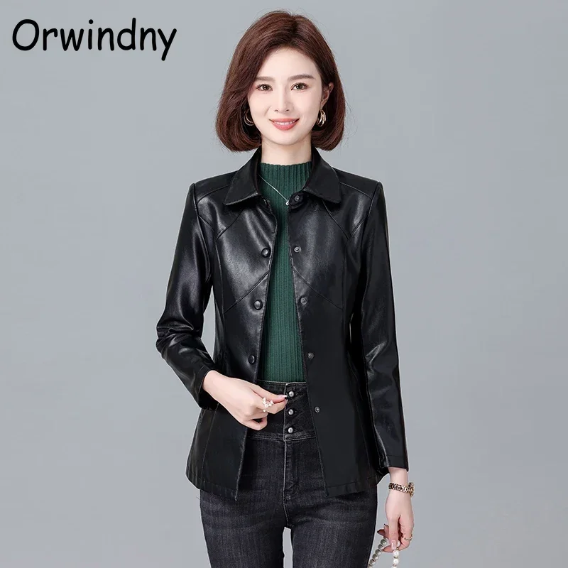 Высококачественная Весенняя кожаная куртка Женская однобортная замшевая