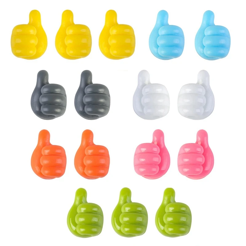 

16Pcs Silicone Thumb Wall Hook Creative Self Adhesive Multifunctional Thumb Wall Hook For Storing Data Cables/Earphones