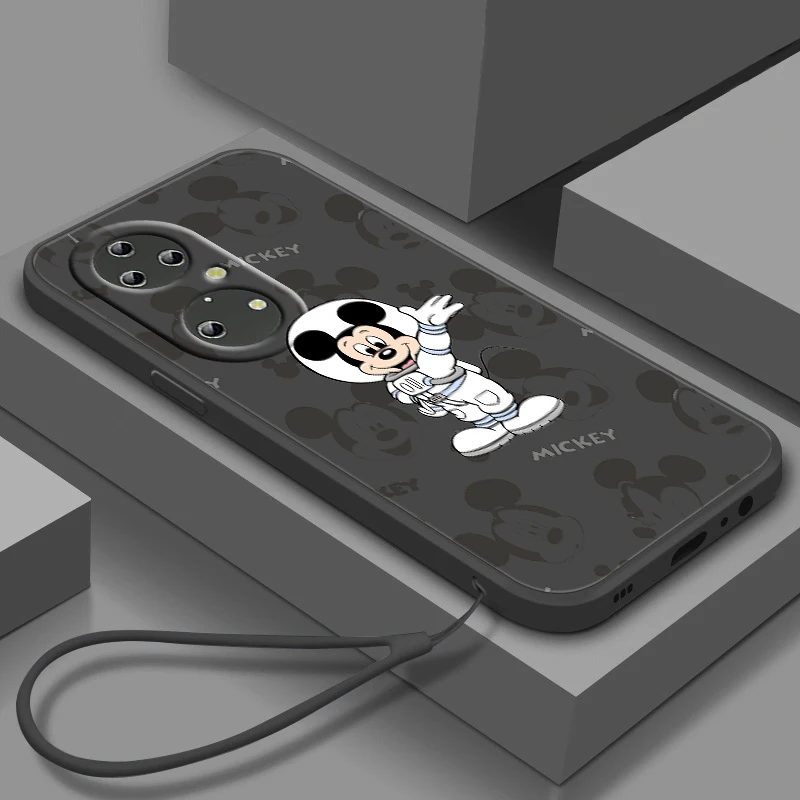 

Phone Case For Huawei P50 P40 P30 P20 Pro Lite E Y9S Y9A Y9 Y6 Nova Y70 5T 9 5G Mickey Astronaut Donald Duck Liquid Rope Cover