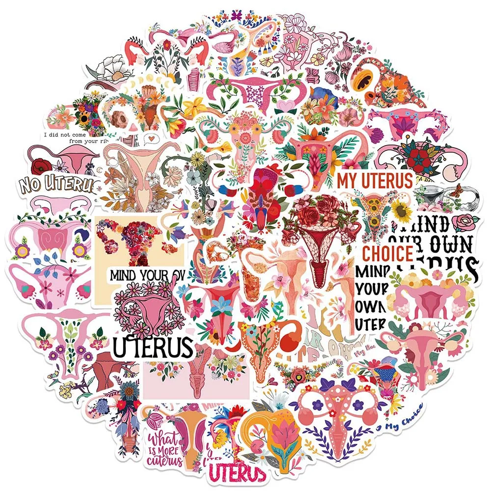 

10/50 Pcs Feminist Womb Flowers Graffiti Sticker DIY Waterproof Stickers Luggage Guitar Laptop Suitcase Fridge Decorative Decals