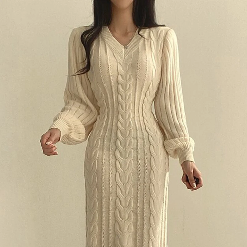 

Платье-Свитер женское однотонное трикотажное, на осень/зиму