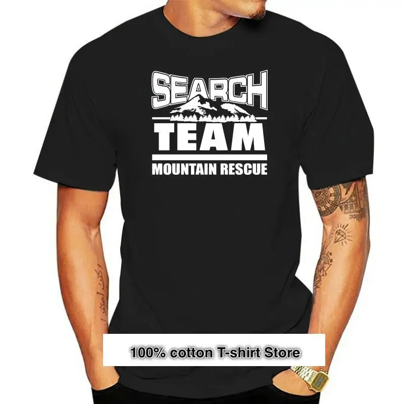 

Camiseta a la moda para hombre, camisa negra con estampado de pantalla, equipo de rescate de montaña, búsqueda, 2020