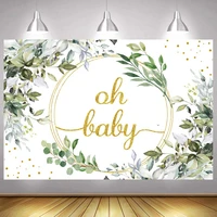greenery oh baby backdrop newborn baby shower eucalyptus happy birthday party photography background flower photographic banner