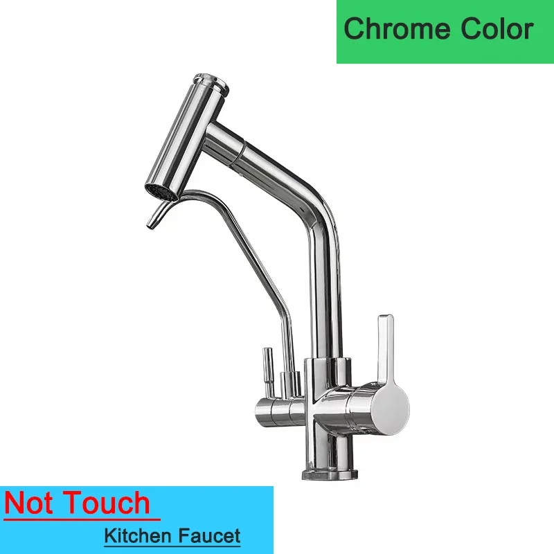 

Хромированный сенсорный смеситель для кухонной мойки Pur Water, датчик горячей и холодной воды, выдвижной кухонный кран, умный сенсорный фильтр, кухонные смесители