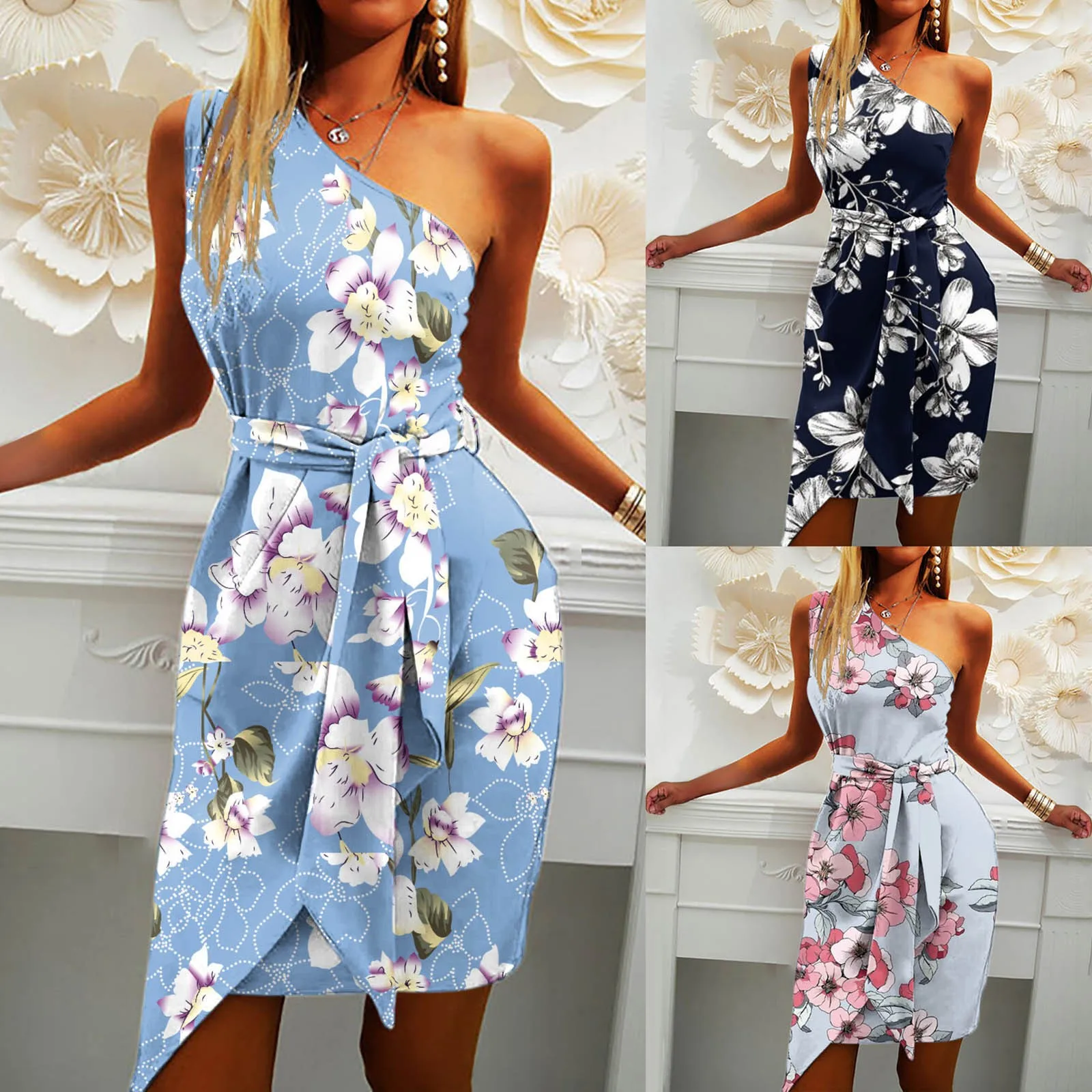 Women Summer Dress Casual Slanted 