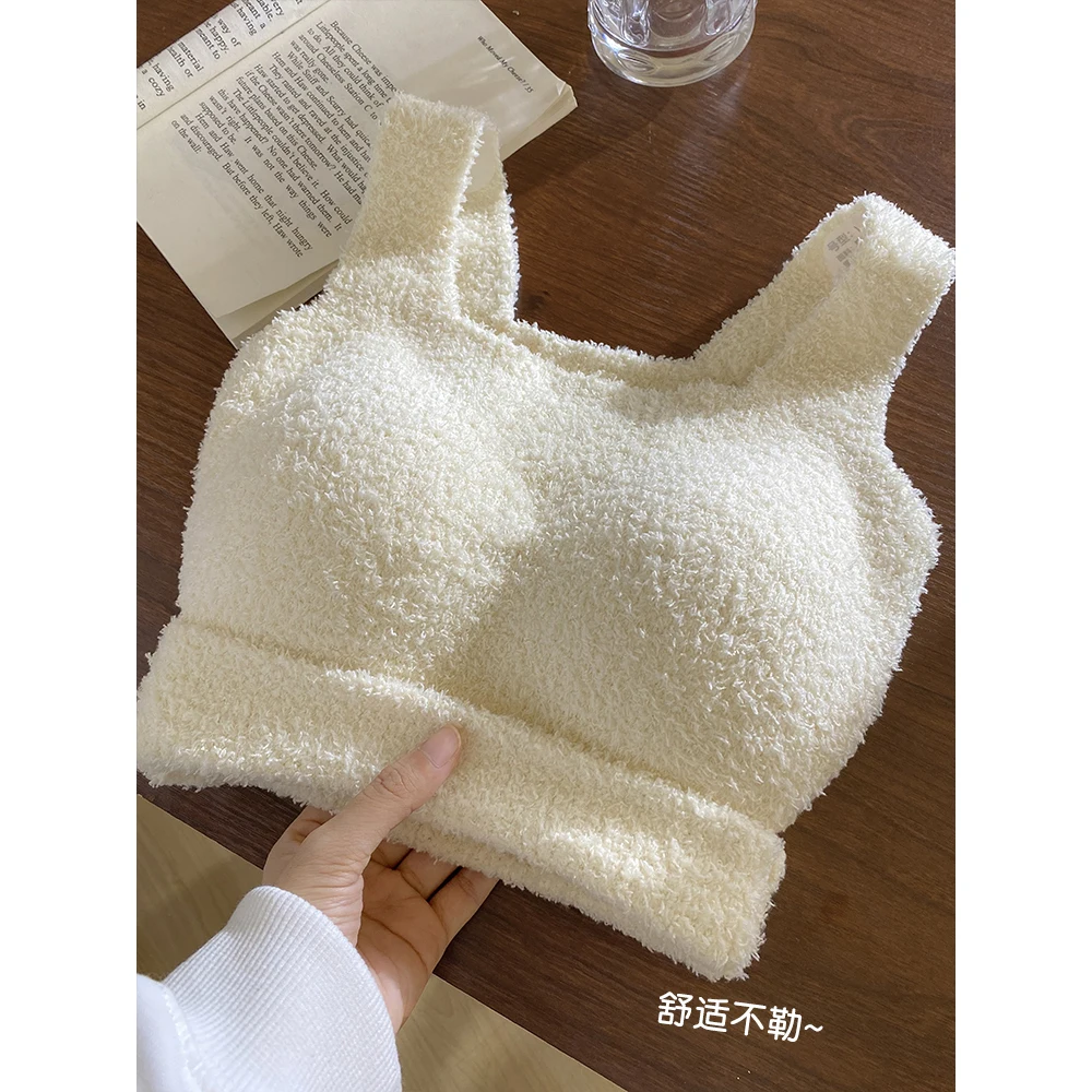 

Sexy Furry Thic Warm Female Crop Top Tank Tops Bra 2022 Autumn Winter Female Clothing Harajuku Kpop Designer Luxury Clothes