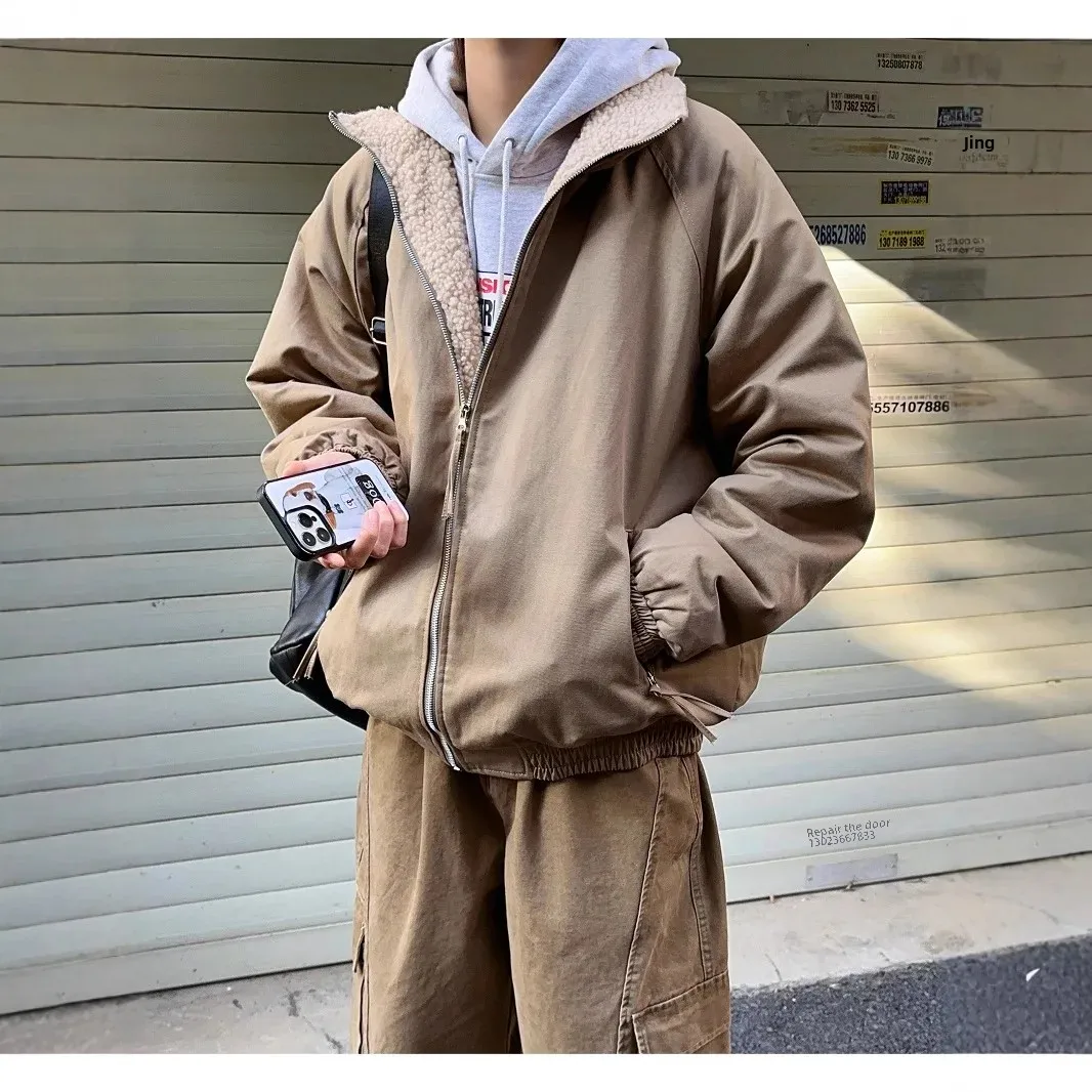 Простое однотонное универсальное пальто с хлопковой подкладкой в американском