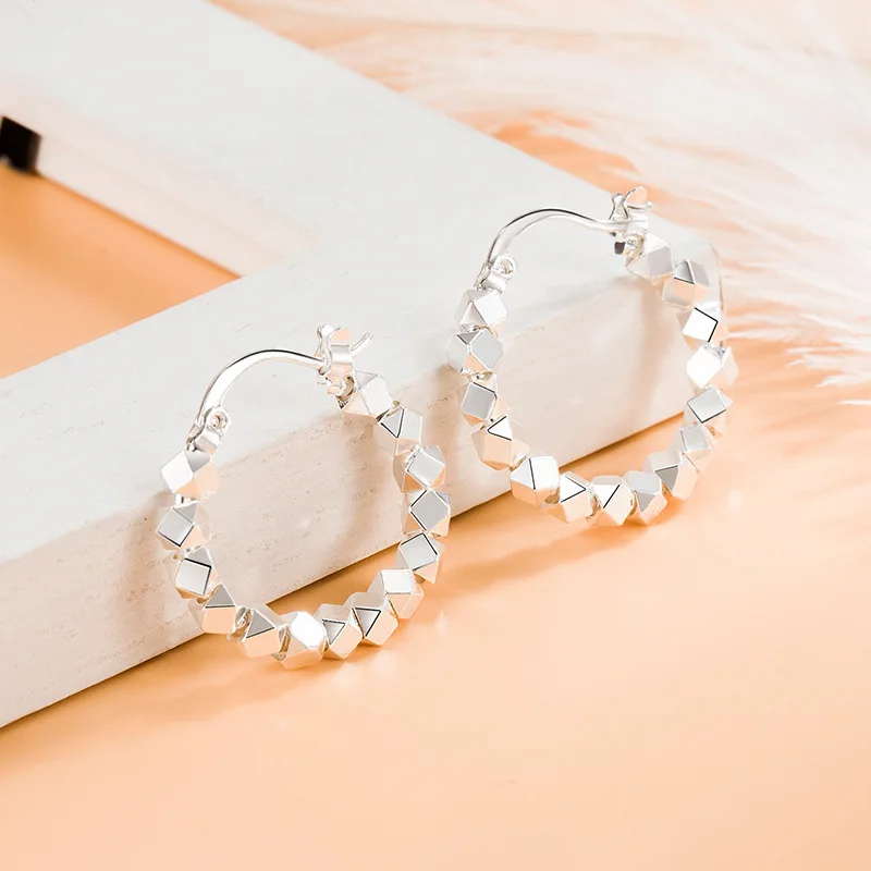 

Серьги-кольца женские геометрической формы, серебро 2022 пробы