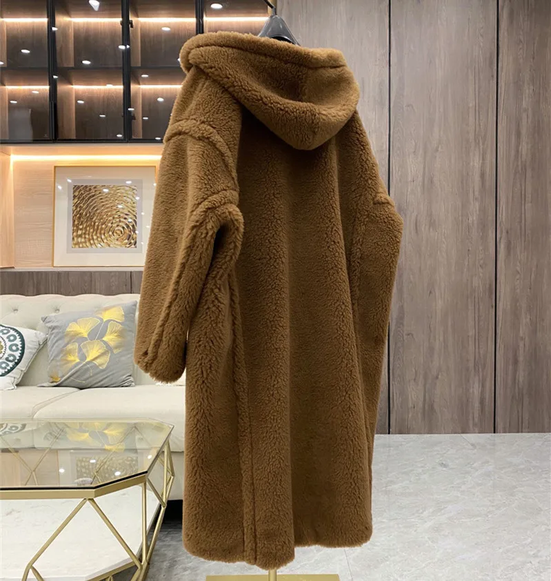 62% Alpaca 26% Wool 12% Silk Coat Winter Thicken Teddy Coat Women's Coat Teddy Bear Coat With Hood enlarge