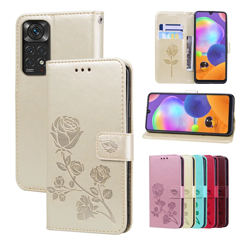 

Luxury Rose Magnetic Flip Leather Case For Redmi NOTE 11S 12 PRO Speed A1 10A 10C Xiaomi POCO X5 PRO C40 M4 M5 Wallet Cover