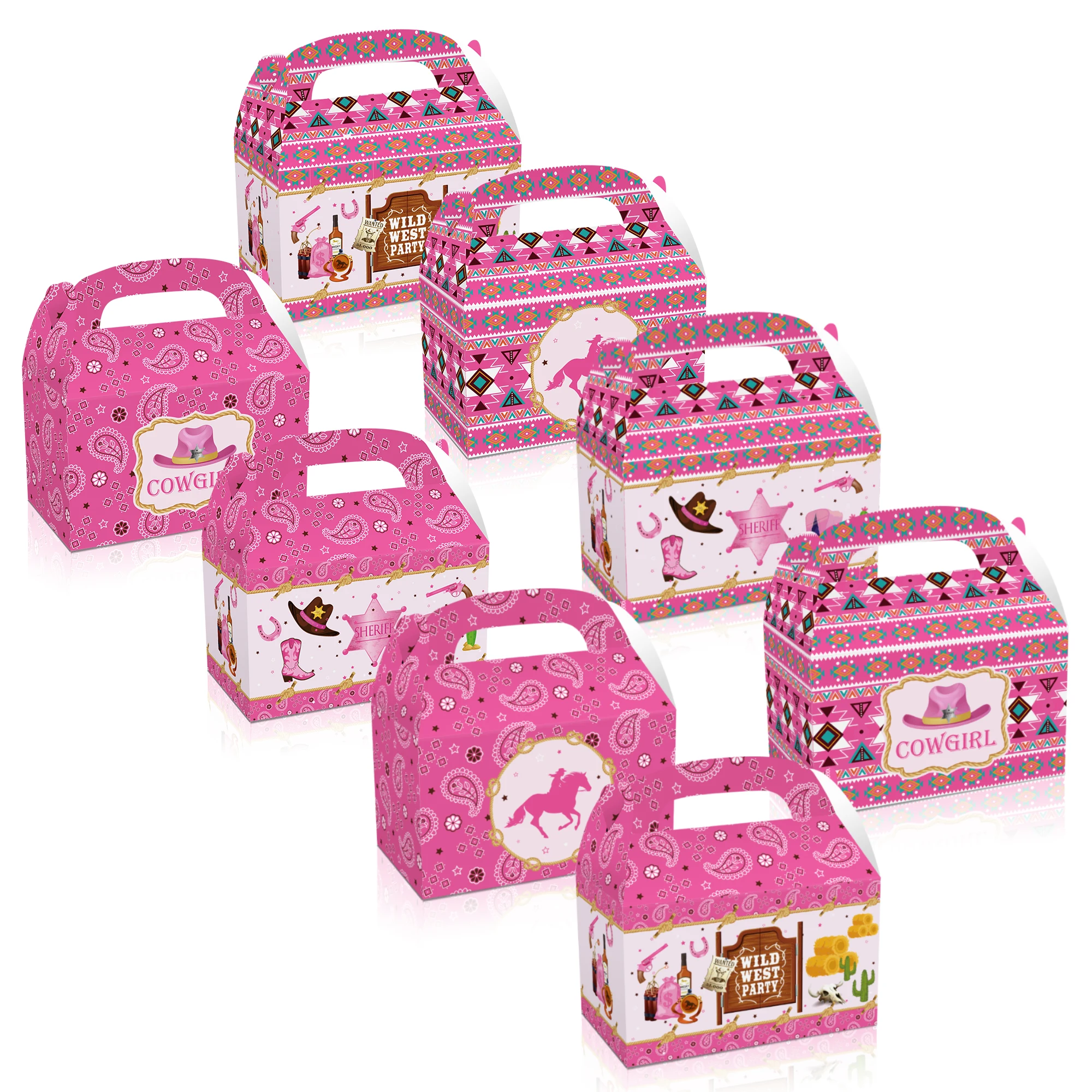 

DD135 4Pcs Wild West Sheriff Cowgirl Cowboy Party Favor Box Birthday Party Candy Packing Gift Bag Baby Shower Party Decorations
