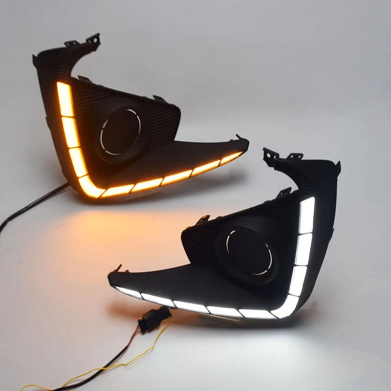 

LED Daytime Running Light Daylights For Suzuki Ertiga 2018 2019 DRL Fog Lamp Cover Headlight Yellow Turn Signal Lamp