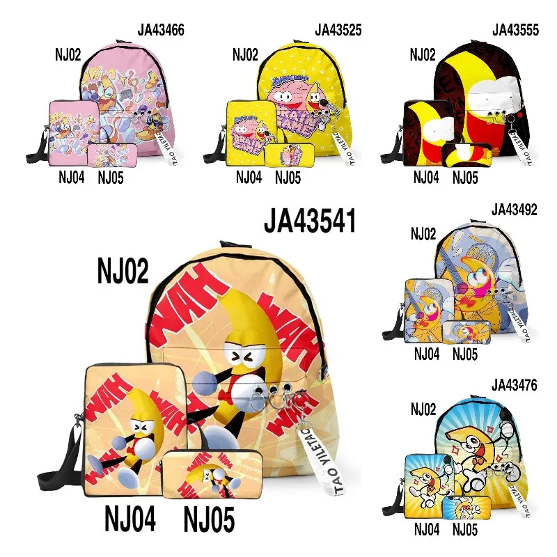 

New Shovelware Brain Game Printed Three-piece School Bag Student Backpack Shoulder Bag Pencil Case Zipper Shoulders Gift
