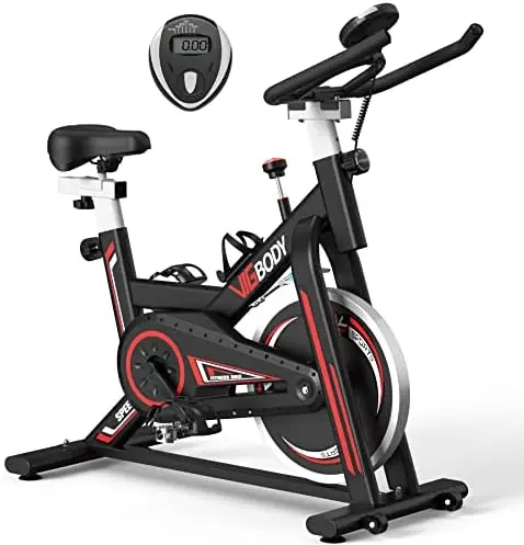 

Stationary Exercise Bike Indoor Cycling Bike for Cardio Workout, with Comfortable Seat Cushion, LCD Monitor for Home Training Bi