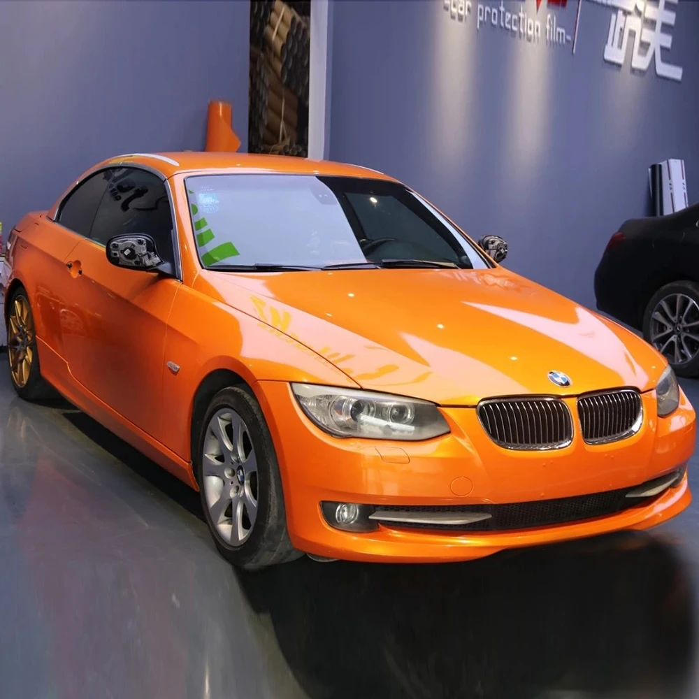 

1.52*18m Color Shift Wrap Gloss Magic Metallic Sun Orange Car Wrap Self Adhesive Vinyl
