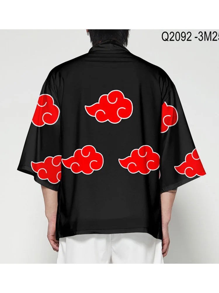 Кимоно с красными облаками из аниме Наруто Узумаки Акацуки рубашка хаори юката
