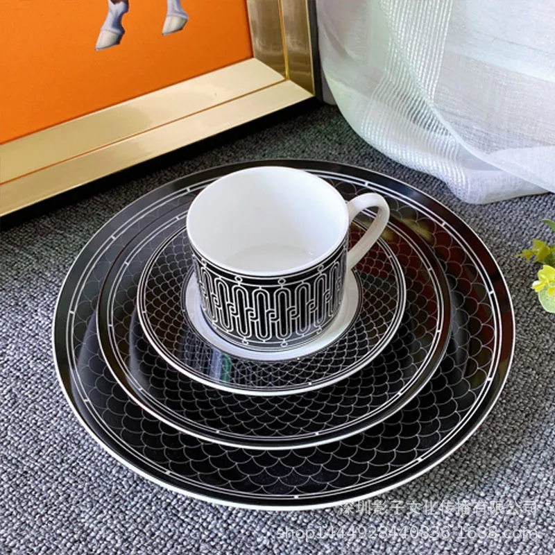 

European Ceramic Western food plate four piece set steak plate coffee cup plate afternoon tea cup plate housewarming gift