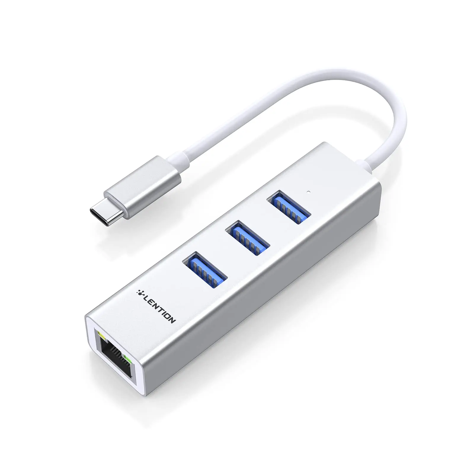 

USB C Hub Ethernet Adapter 3 USB 3.0 Ports RJ45 Network Connector for 2023-2016 MacBook Pro/Air/iPad Pro/Stable Driver Certified
