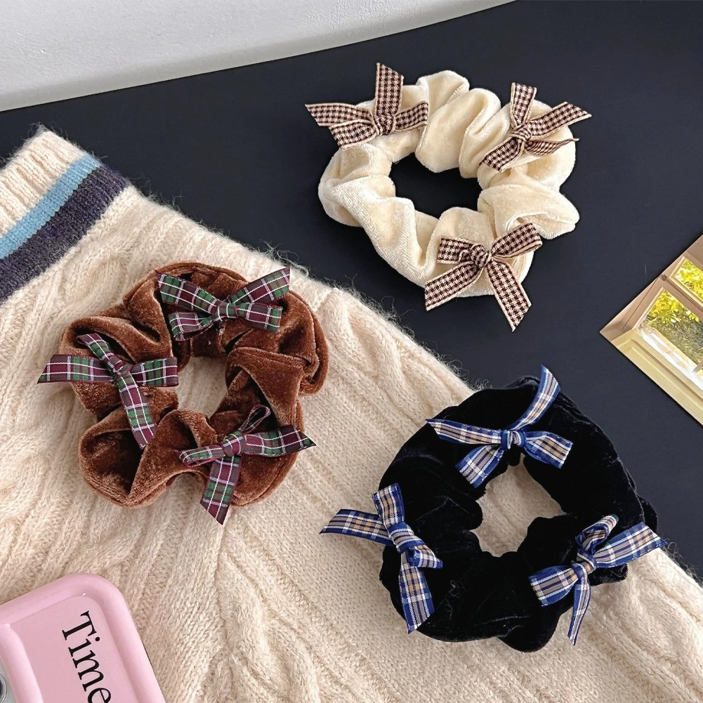 

Super Cute Plush Bowknot Hair Rope Cute Girl Large Intestine Circle Head Rope Rubber Band Headdress Gift Autumn And Winter