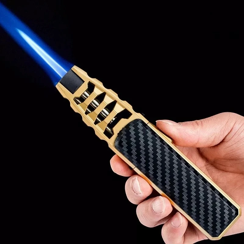 

Metal Kitchen Outdoor BBQ Gas Lighter Big Jet Flames Turbo Torch Refillable Windproof Cigar Lighters Men's Gift Camping Tools