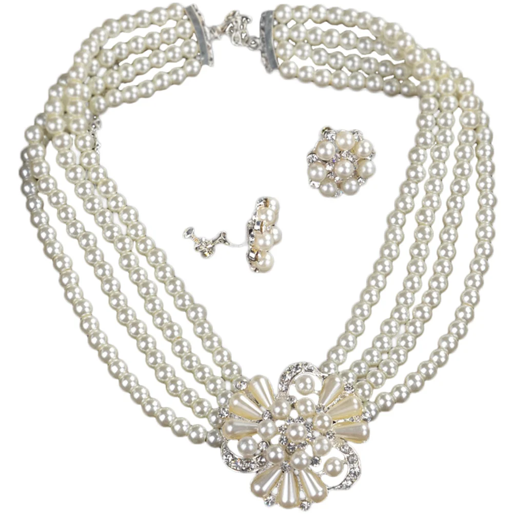

1 Set Pearl Clip and Necklace Set Pearl Set for