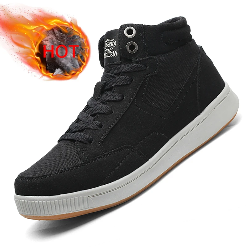 Кожаные Замшевые мужские ботинки зимние меховые теплые Мужская зимняя