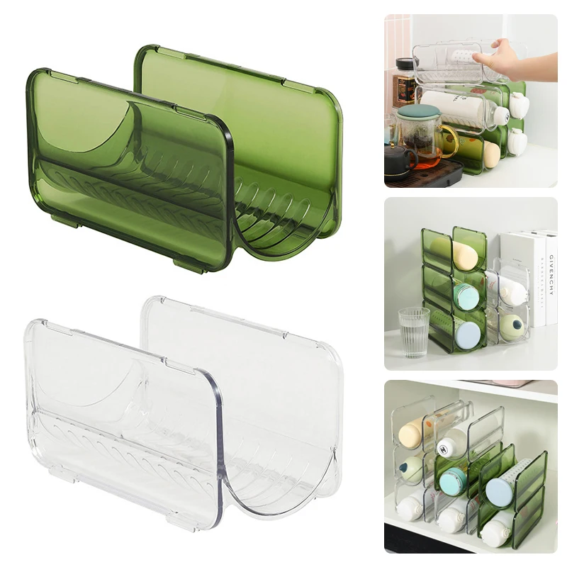 

Water Bottle Organizer Creative Wine Cabinet Clear Storage Holder Stackable Fridge Organizer Cupboard Wine Rack Kitchen Utensils