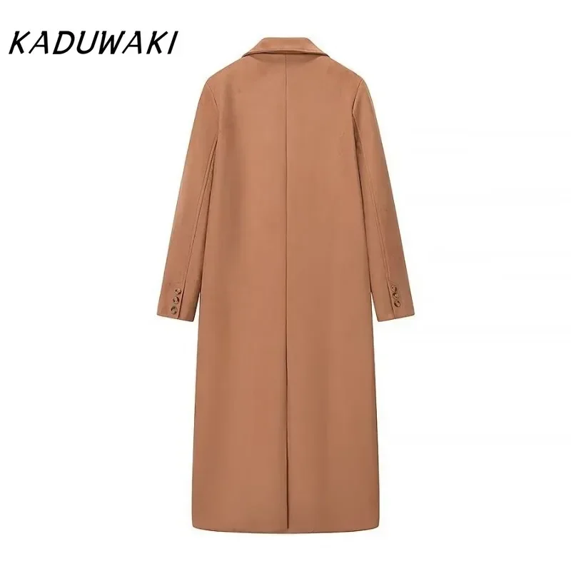 KADUWAKI повседневный твидовый плащ с лацканами и длинными рукавами осенние