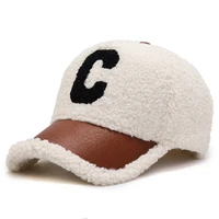 2022 new winter caps letter embroidery lamb wool baseball cap teddy cashmere warm capss