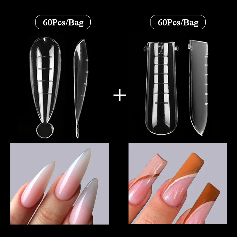 

120pcs/bag Extension False Nails Tips Acrylic Fake Finger Gel Polish Mold Sculpted Full Cover Press on Nail Art Accessories Tool