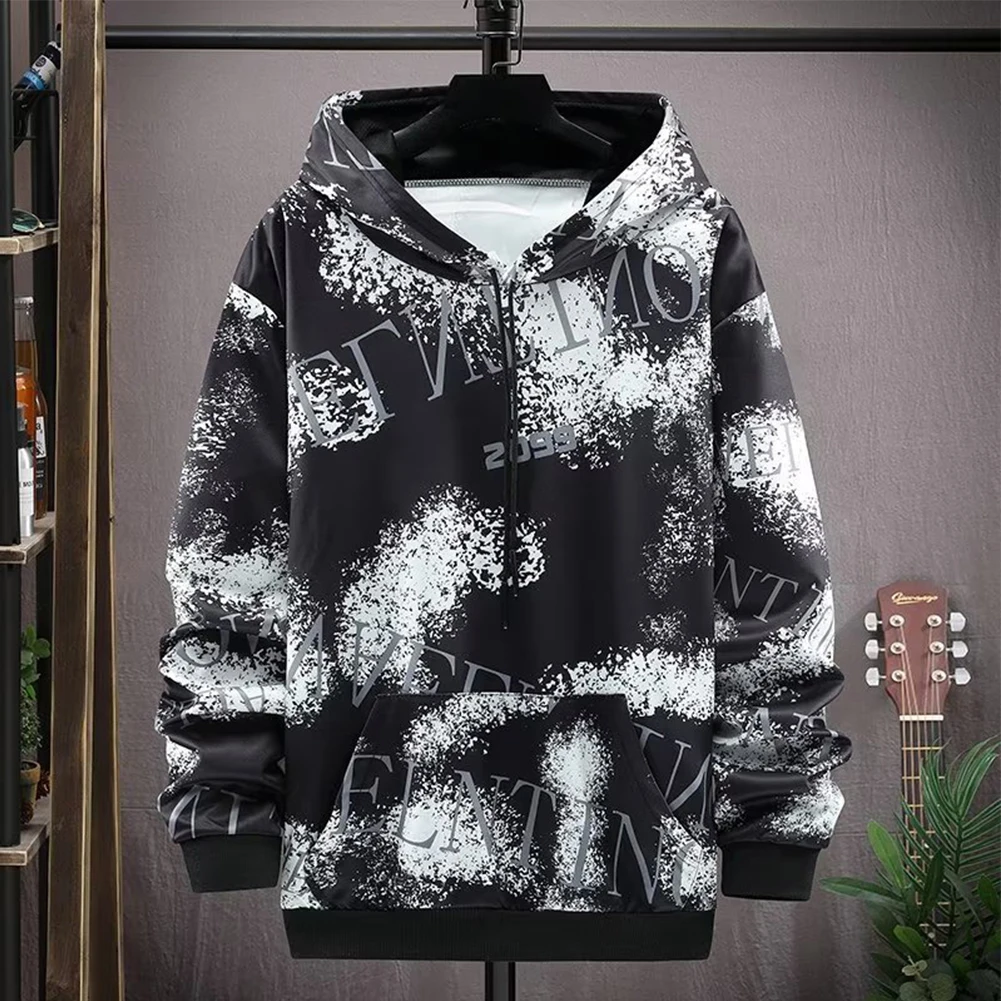 

Men Autumn Long Sleeve Loose Letter Print Pullover Hoodies Sweatshirts Activewear Tops Sports Streetwear Casual Male Hooded
