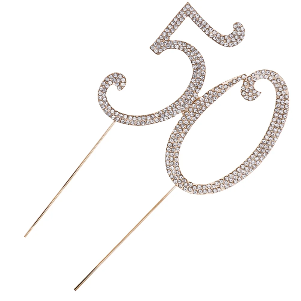 

Birthday Cake Decor Crystal Party Topper Rhinstone 10Th Cupcake Toppers Toppeer Anniversary Sparkly Or 50Th Rhinestones Diamond