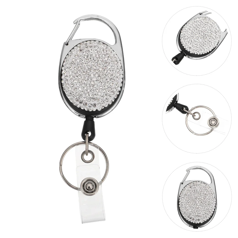 

Retractable Keychain ID Cards Holder Nurse Badge Reel Clip Carabiner Ring Metal Lanyard