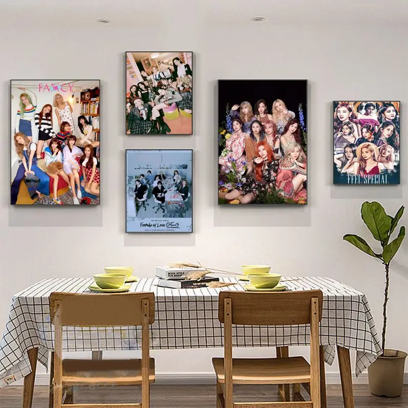 

Korean Popular Star Girl Group T-TWICE DIY Sticky Poster Fancy Wall Sticker For Living Room Bar Decoration Stickers Painting