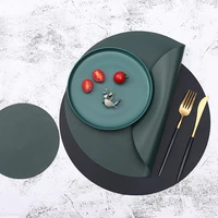 napkin creative pu leather tableware pad placemat dining table mat round waterproof heat insulated home desktop decoration