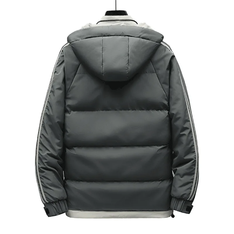 Harajuku Men Thick Jacket Korean Parkas Coat Fashion Casual Outwear Mens Winter Street Trend Patchwork Jackets Parka 2022