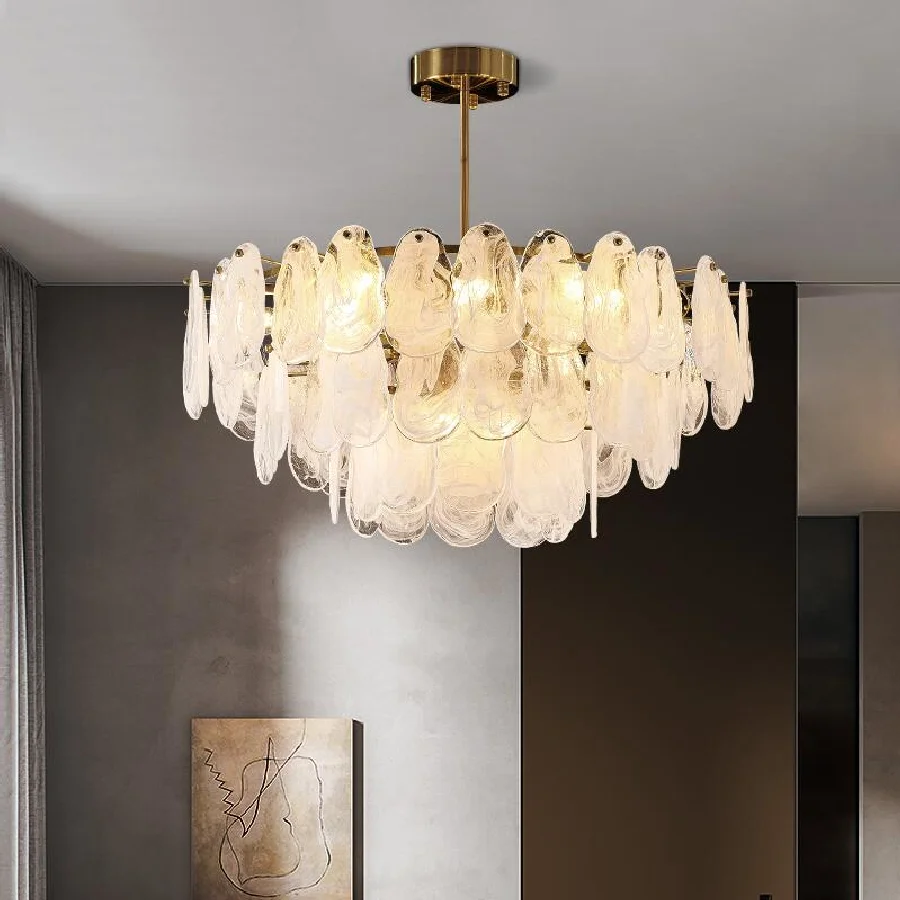 

French crystal chandeliers lighting living room white texture villa modern light luxury dining room decorative lights