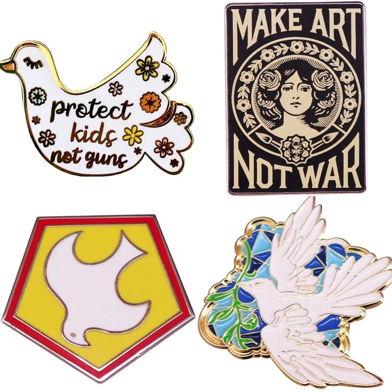 

Make Art Not War World Peace Artist Brooches Enamel Pin Brooch Badge Lapel Pins Hard Metal Alloy Jacket Decoration Jewelry