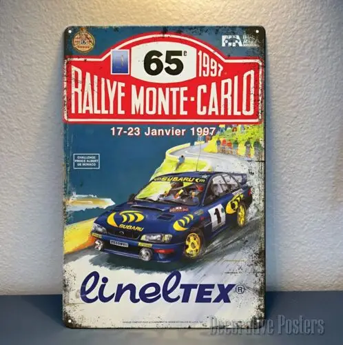 1b Impreza Rallye Mone Carlo 1997 Автомобильный металлический постер - Знак Размер: 20x30 см
