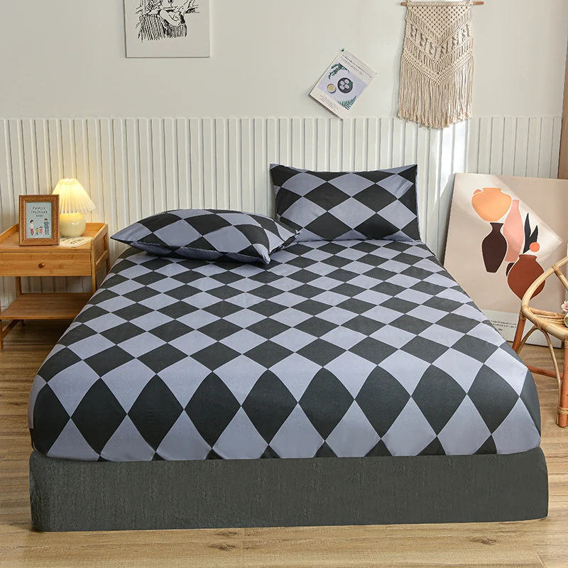 

Двуспальная простыня с эластичным геометрическим натяжным рисунком, постельное белье с реактивным принтом для двуспальной/двуспальной кр...