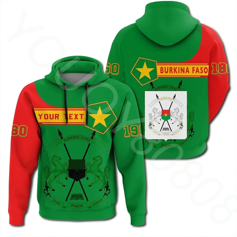 

(Custom) Printed New Hooded Sweater African Men's Street Harajuku Hoodie Burkina Faso Pullover Hoodie Pentagonal Style