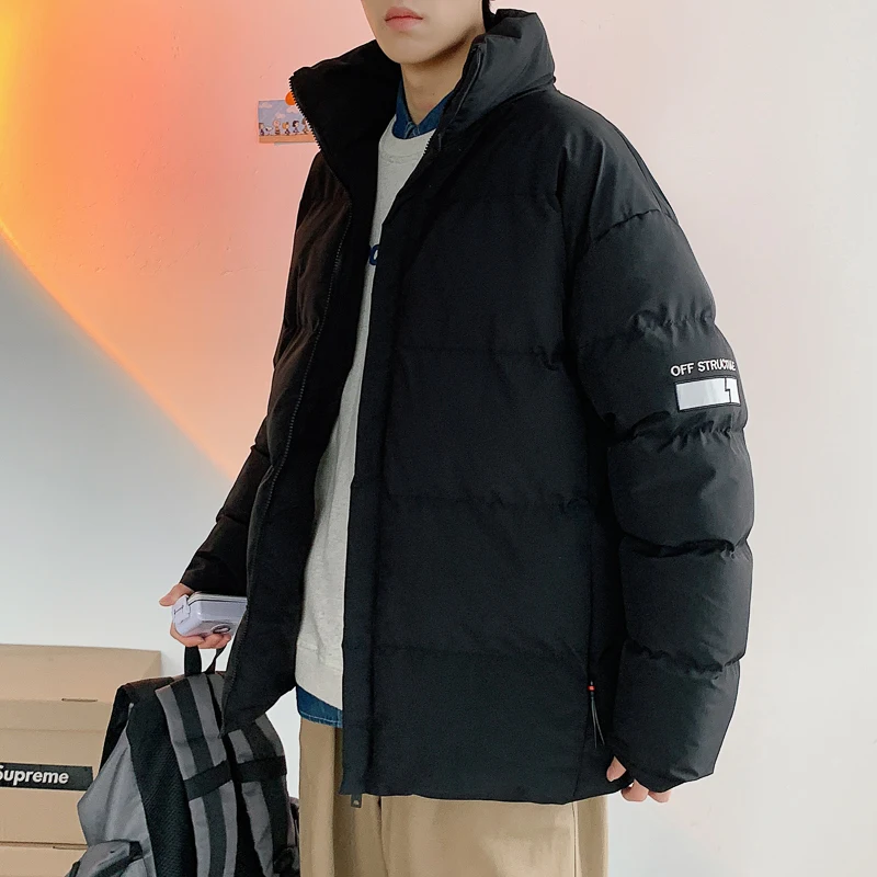 EOENKKY/3 Color Large Size Men's Warm Thicken Jackets Fashion Casual Stand Collar Male Parkas Winter New Unisex Clothing M-5XL