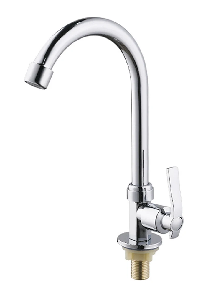 

1x Kitchen Faucets Zinc Alloy Single Cold Nickel Sink Water Tap Mixer 360 Degree Rotating Stream Sprayer Head Cold Taps