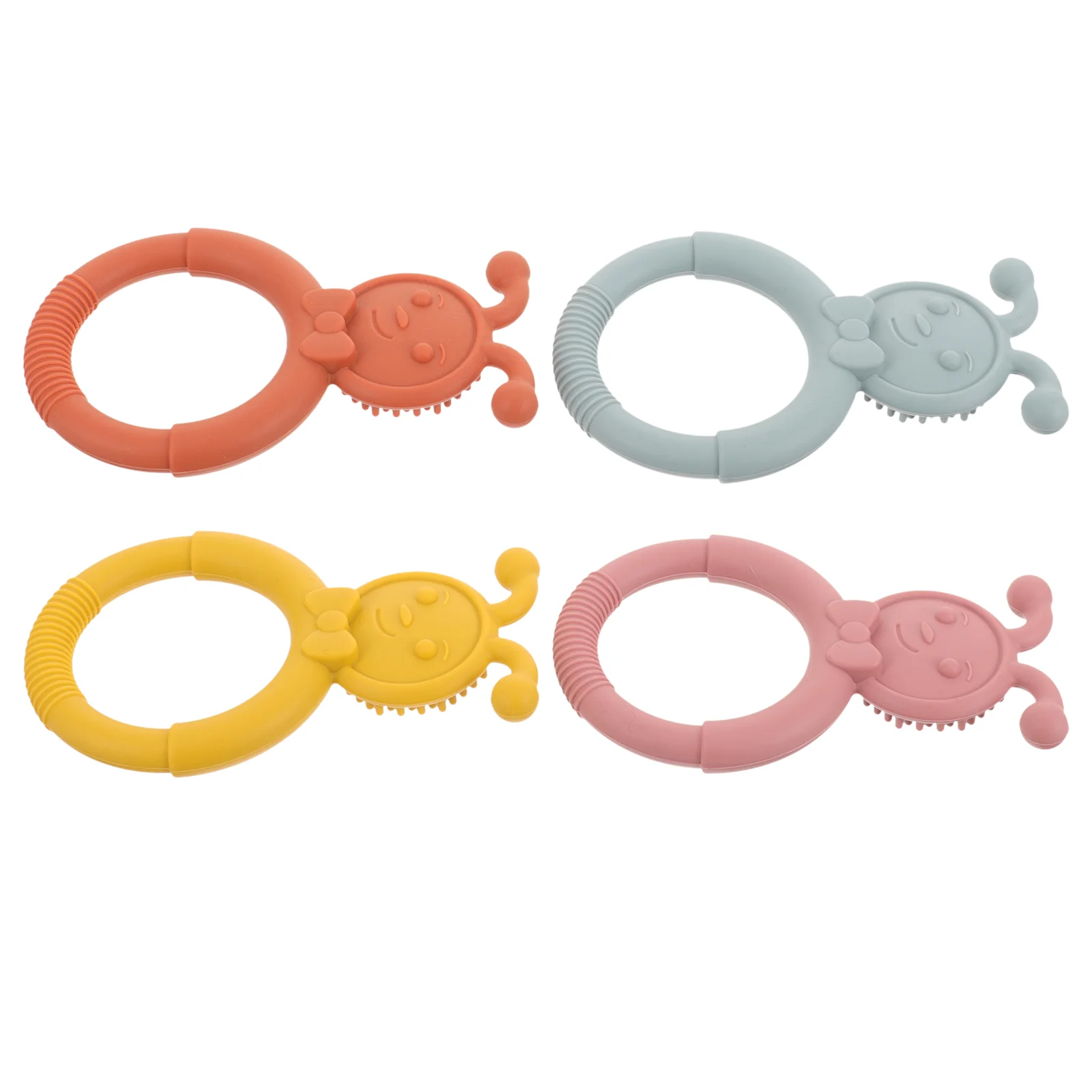 

4 Pcs Bite Toys Baby Toddler Teething Teether Playthings Molar Chew Ring Convenient Silica Gel Infant Silicone Sensory