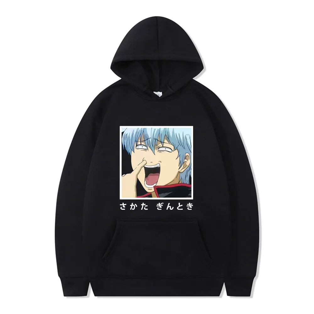 

Gintama Anime Sakata Gintoki Kagura Classic Funny Comic Print Winter Long Sleeve Thick Casual Loose Unisex Hoodie Simple Hip Hop
