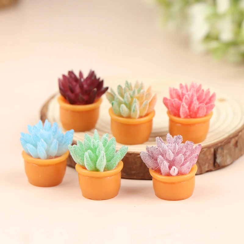 

1Pc 1:12 Dollhouse Miniature Green Plant Pot Potted Flower Furniture Home Decor Random Color
