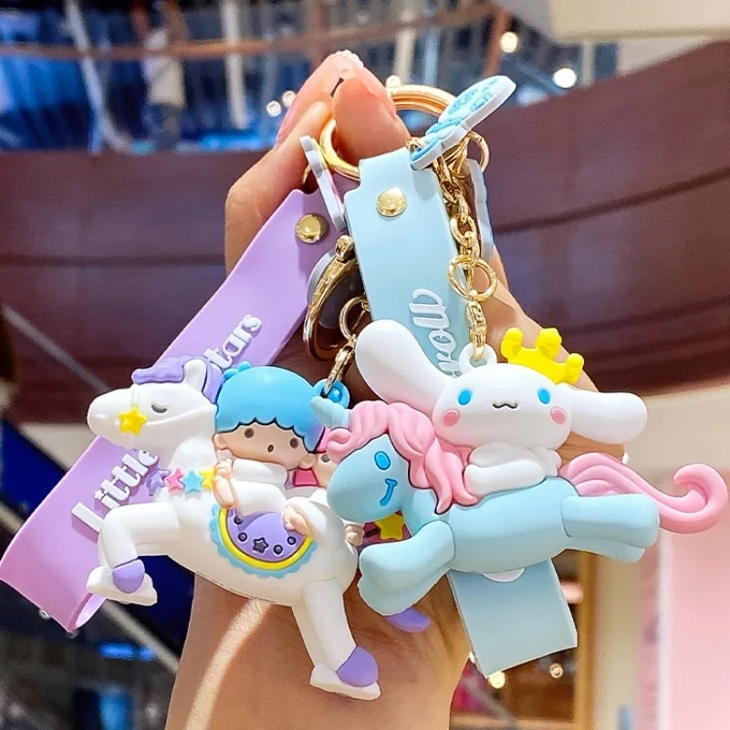 

Брелок для ключей с маленькими двойными звездами, коричная, моя мелодия, кавайная поездка, единорог, брелок для моделирования, милый подарок для детей