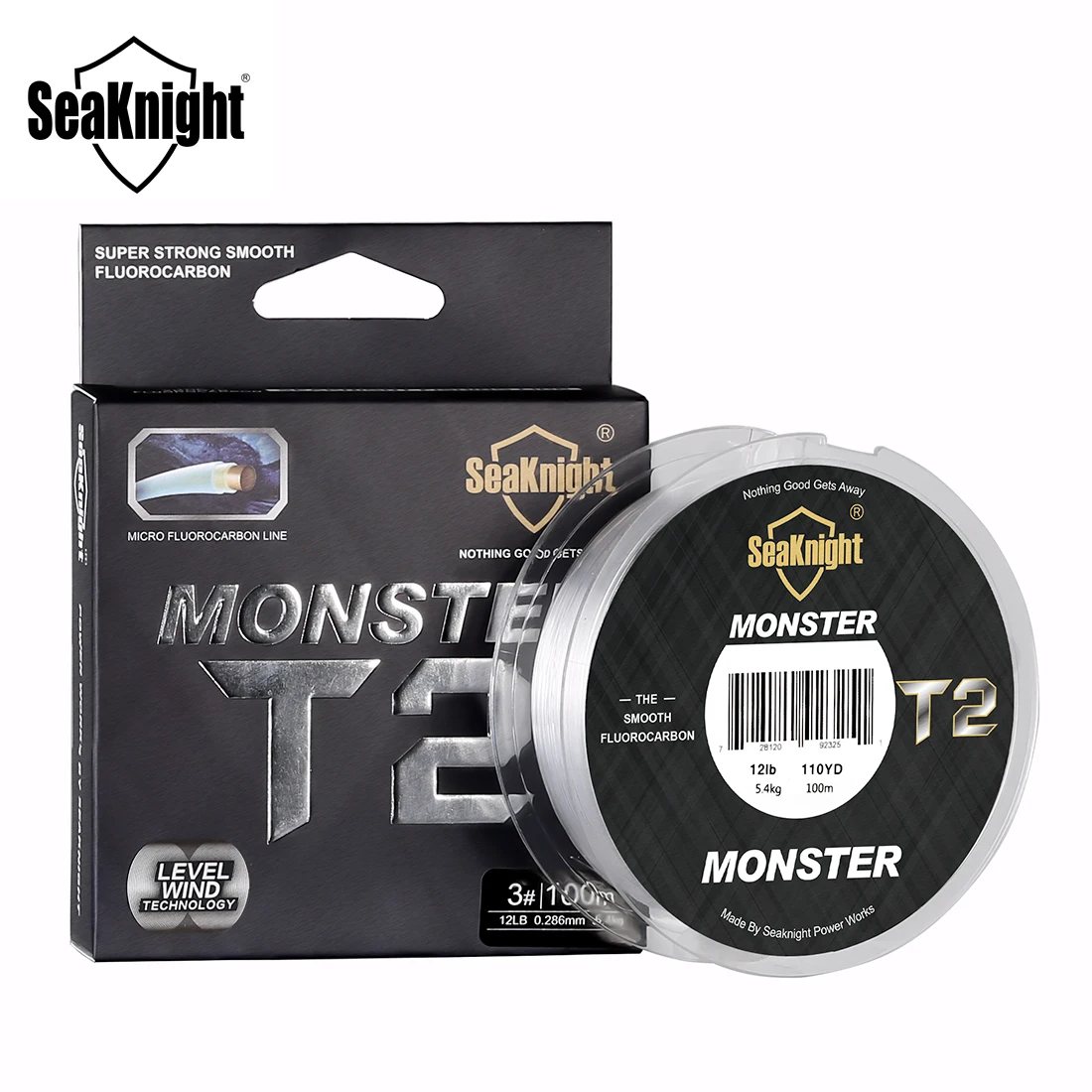 Фото Леска SeaKnight MANSTER Nylon Line T2/T1-II Carbon Line 0.8 # -8.0 #   Леска для карповой ловли 1.4-15.9 кг, 100% настоящий карбон, тонущая, для поводков №2