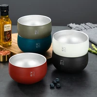 creative japanese style ramen bowl double wall hot resistant rice bowl restaurant dinnerware stainless steel bowls