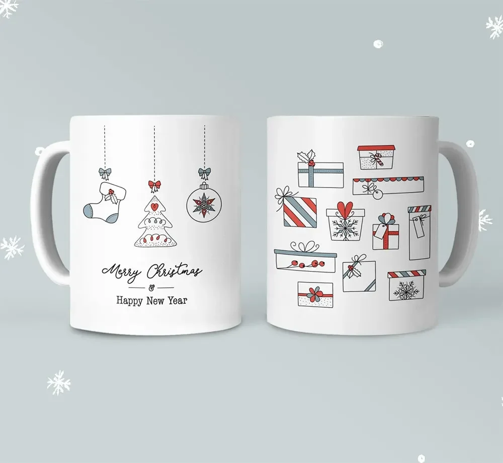

Merry Christmas Mug with Stockings and Presents kitchen accessories water bottle